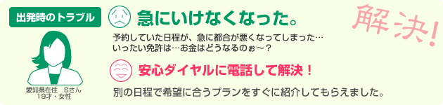 出発時のトラブル:急にいけなくなった